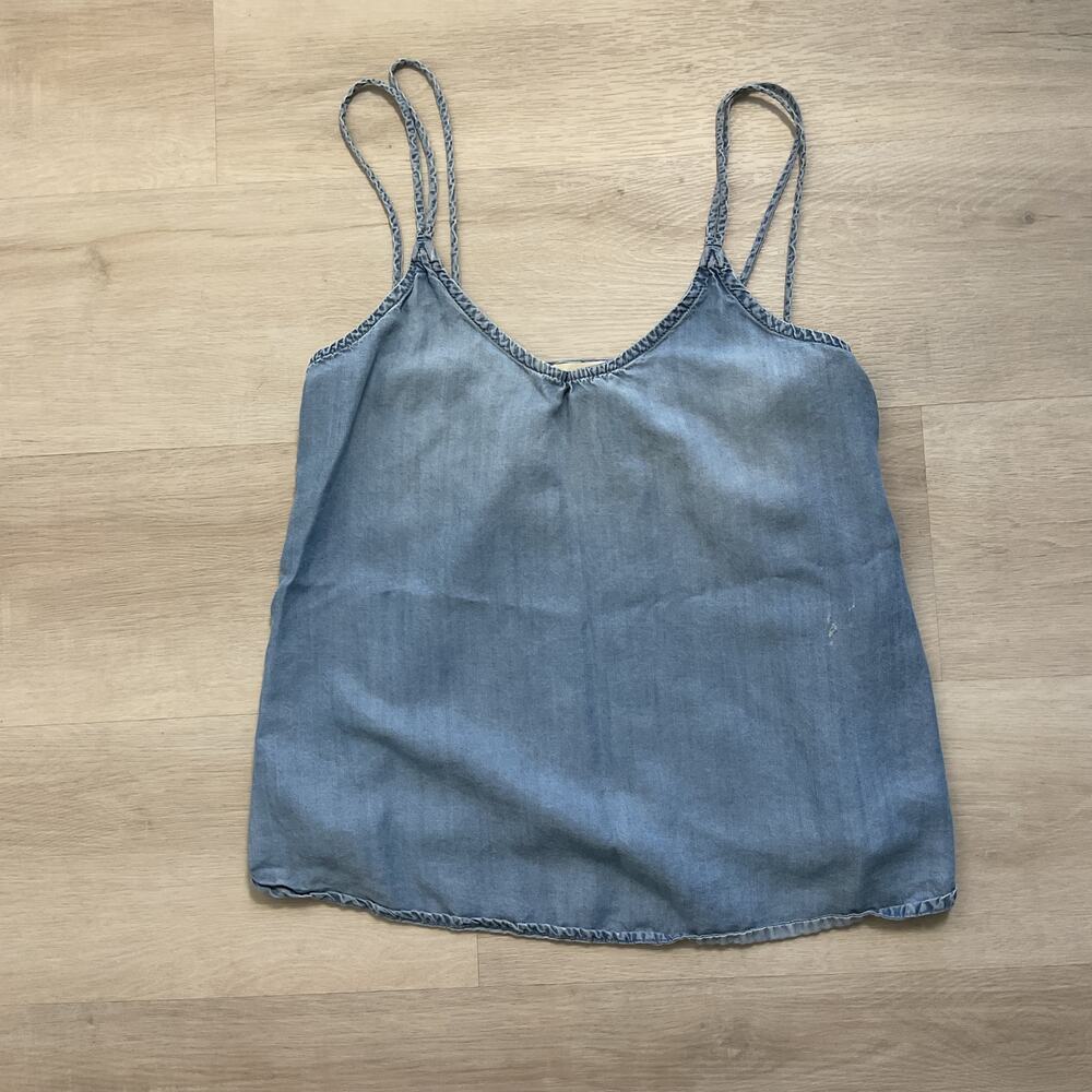 Cloth and Stone Womens Light Denim Crop Top Made in USA Small C1128